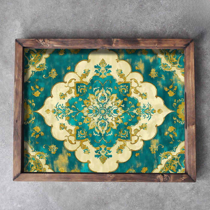 Aberto Design REF033 Bandeja de Madera Maciza, Impresión UV sobre MDF, 48 x 38 x 4 cm